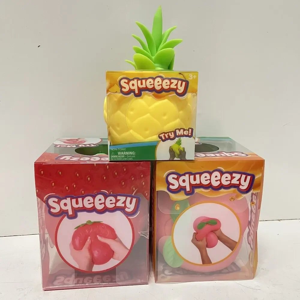 Sunny Days Jumbo Squeezy Fresh Market Pineapple Peach Strawberry Fruit Squishy - Picture 1 of 5